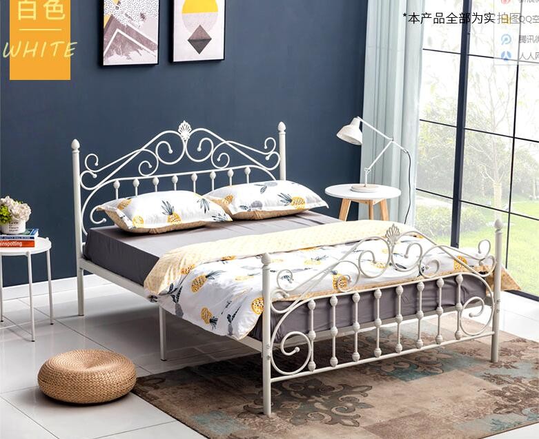 Comfortable Wrought Iron King Size Pipe Bed Frame Sturdy Construction