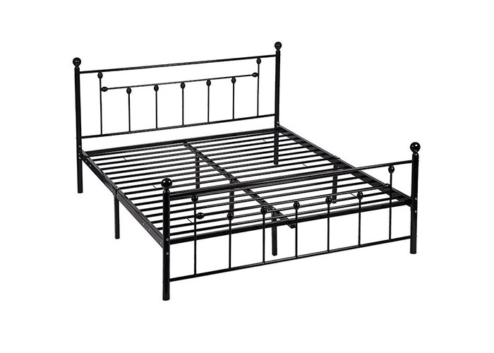 Oem Odm Easy Assemble Iso14001 Black Iron Double Bed